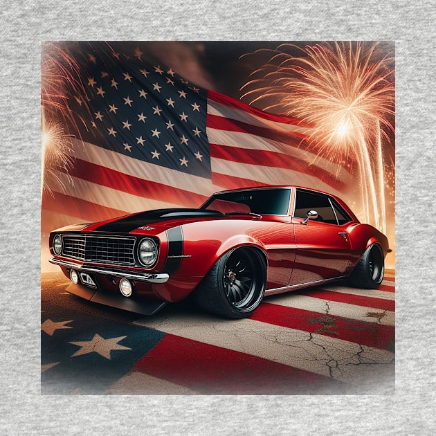 Chevrolet Camaro and The American Flag by Gas Autos by GasAut0s